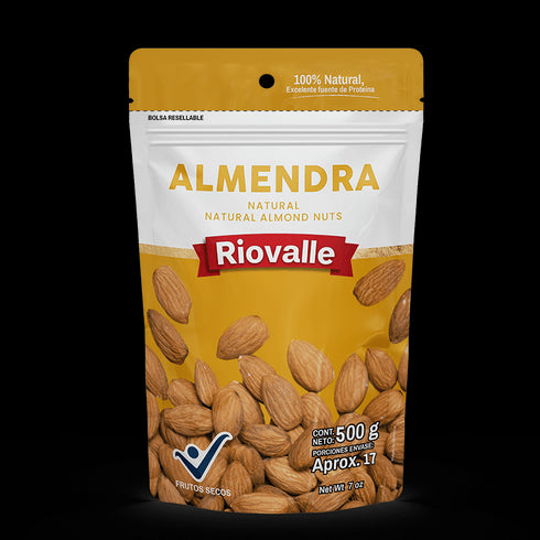 ALMENDRA NATURAL 500G RIOVALLE